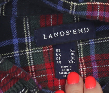 Lands' End Men's Multicoloured Plaid Flannel Shirt XL Regular Fit