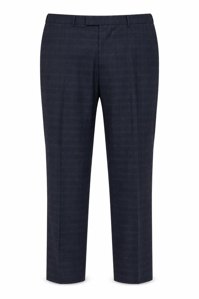 Fellini Men's Blue Check Formal Dress Trousers 40R