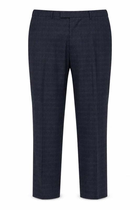 Fellini Men's Blue Check Formal Dress Trousers 40R