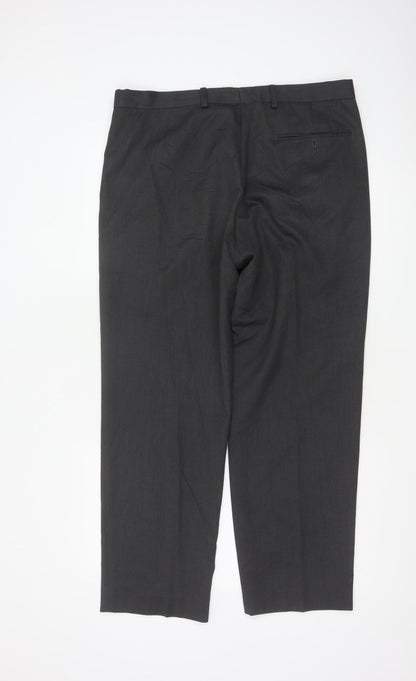 Marks and Spencer Men's Grey Regular Fit Dress Trousers 36W 29L