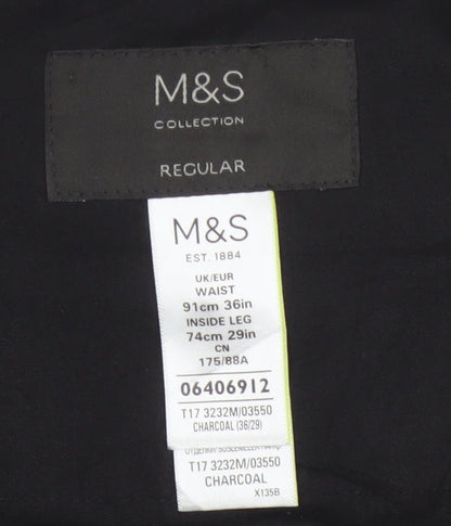 Marks and Spencer Men's Grey Regular Fit Dress Trousers 36W 29L