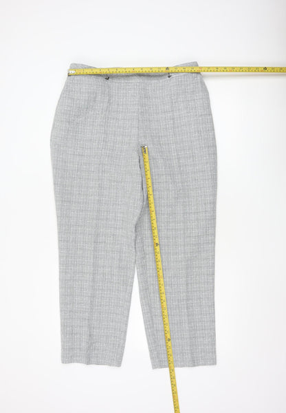 Marks and Spencer Women’s Grey Check Straight Trousers Size 16 Short