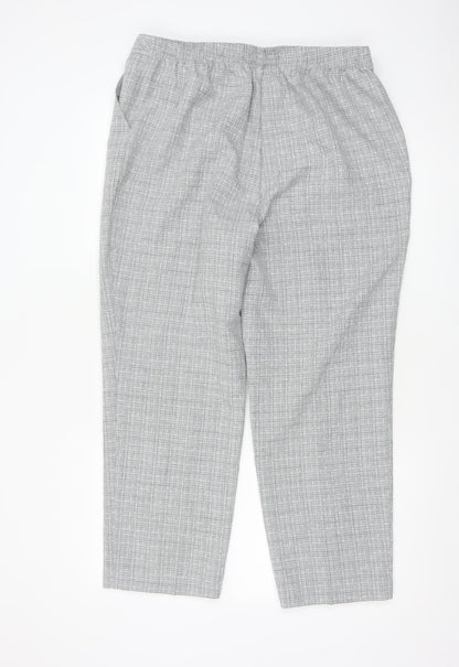 Marks and Spencer Women’s Grey Check Straight Trousers Size 16 Short