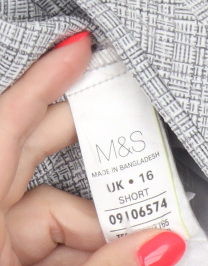 Marks and Spencer Women’s Grey Check Straight Trousers Size 16 Short