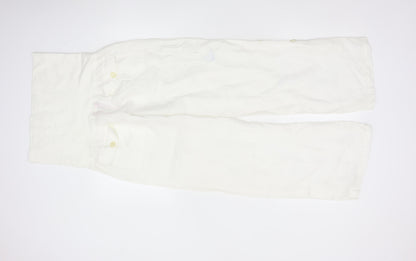Monsoon Women White Linen Maternity Trousers Size 8 Casual Comfort