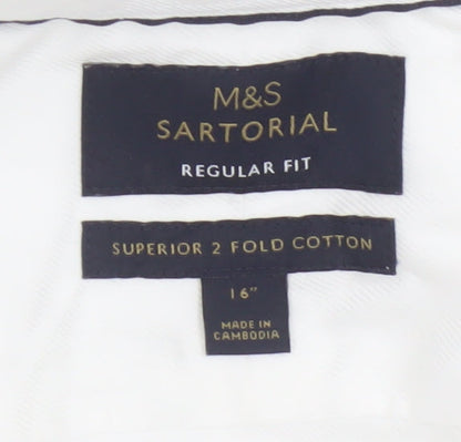 Marks and Spencer Sartorial White Regular Fit 16in Men's Cotton Shirt
