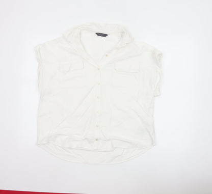 Marks and Spencer Women White Size 12 Sleeveless Button-Up Shirt