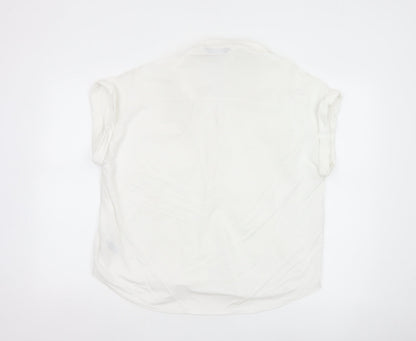 Marks and Spencer Women White Size 12 Sleeveless Button-Up Shirt