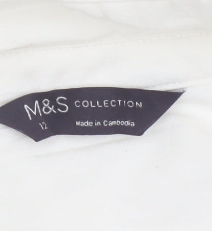 Marks and Spencer Women White Size 12 Sleeveless Button-Up Shirt