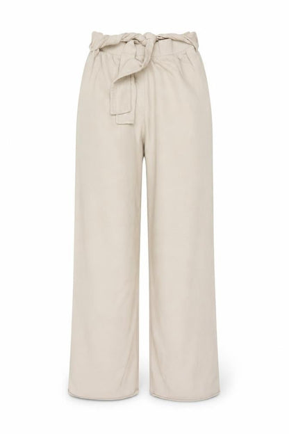 Zara Women Beige Paperbag Wide-Leg Trousers Size S