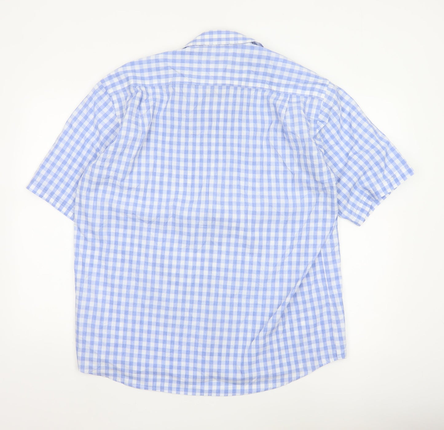 Greenwoods Men Blue Check Short Sleeve Button-Up Shirt XL