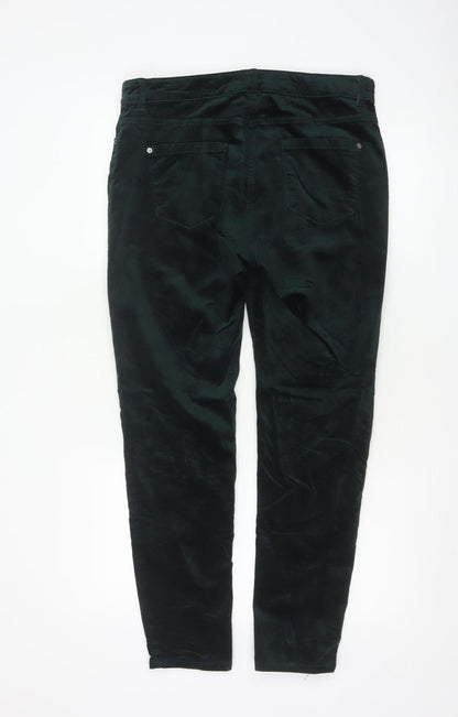 Marks and Spencer Women’s Teal Cotton Blend Straight Trousers Size 14 Regular