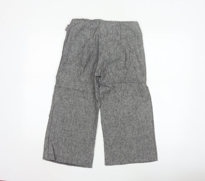 Amaranto Women Grey Linen Blend Wide-Leg Trousers Size 8