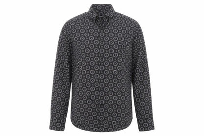 Diverso London Men's Black Geometric Cotton Long Sleeve Shirt L