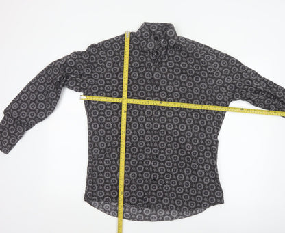 Diverso London Men's Black Geometric Cotton Long Sleeve Shirt L