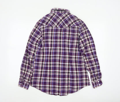 Dorothy Perkins Women's Purple Checked Long Sleeve Button-Up Shirt Size 14