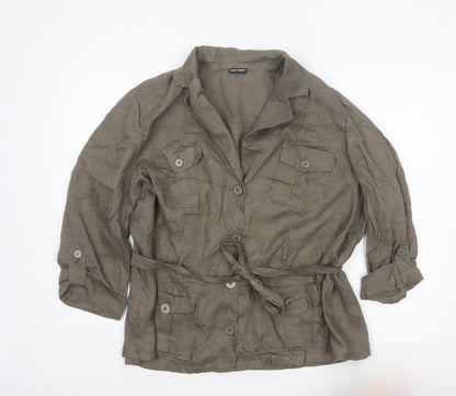 Gerry Weber Women’s Khaki Linen Belted Casual Jacket UK 18