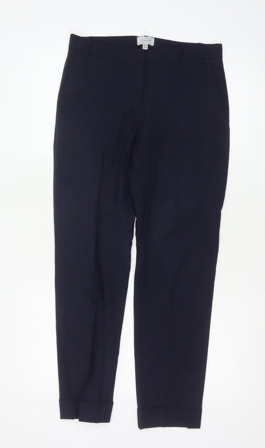 Jigsaw Women's Navy Wool Blend Cropped Trousers UK 8
