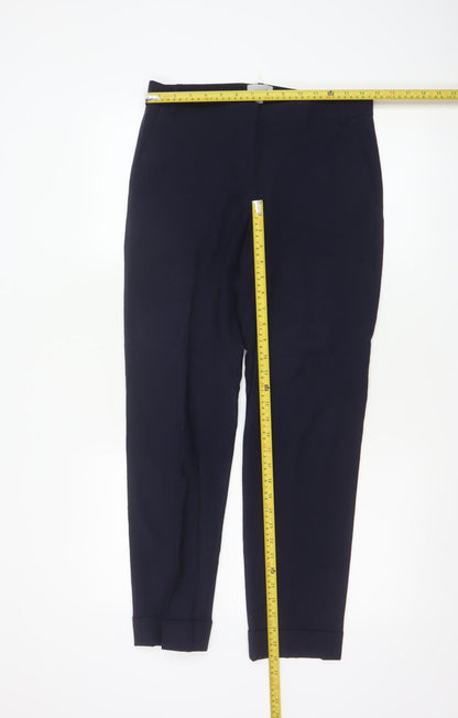 Jigsaw Women's Navy Wool Blend Cropped Trousers UK 8