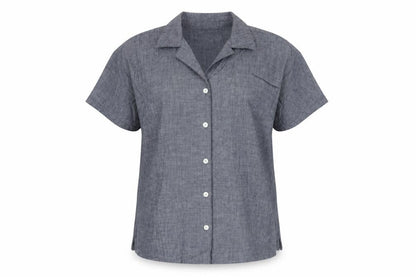 Lands' End Women's Blue Cotton Chambray Button-Up Shirt S