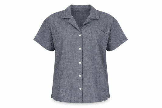 Lands' End Women's Blue Cotton Chambray Button-Up Shirt S