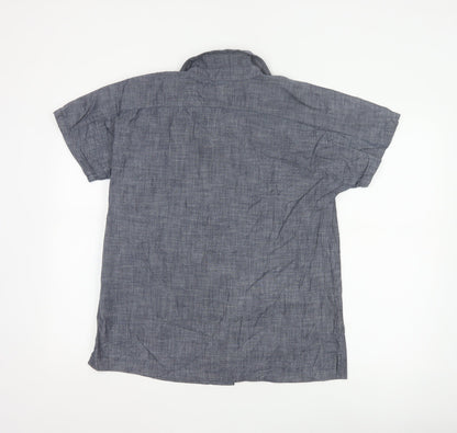 Lands' End Women's Blue Cotton Chambray Button-Up Shirt S