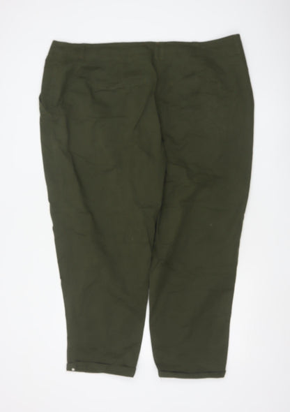 Next Women Olive Green Cotton Stretch Chino Trousers Size 24R