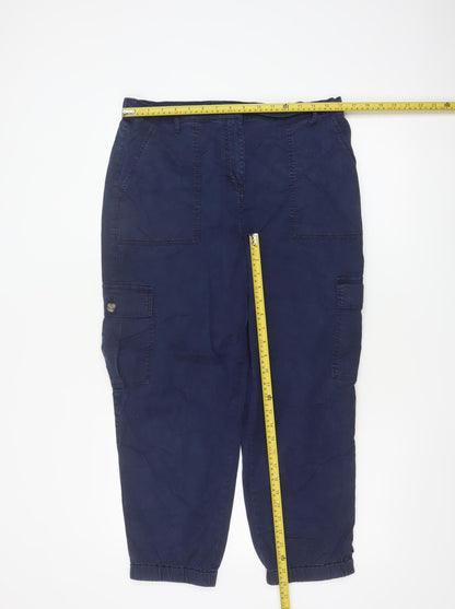 Marks and Spencer Women's Blue Cargo Trousers Size 14 Lyocell Blend