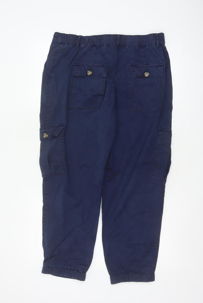 Marks and Spencer Women's Blue Cargo Trousers Size 14 Lyocell Blend