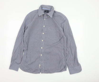Hackett London Men's Blue Check Slim Fit Long Sleeve Shirt Size S