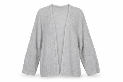 Pull&Bear Women Grey Chunky Knit Open Cardigan Size 12