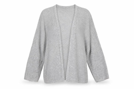 Pull & Bear Women Grey Chunky Knit Open Cardigan Size 12