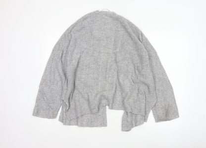 Pull & Bear Women Grey Chunky Knit Open Cardigan Size 12