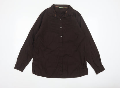 Hawkshead Women Brown Cotton Long Sleeve Button-Up Shirt Size 18