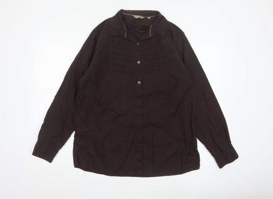 Hawkshead Women Brown Cotton Long Sleeve Button-Up Shirt Size 18