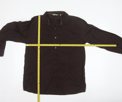 Hawkshead Women Brown Cotton Long Sleeve Button-Up Shirt Size 18