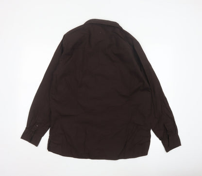 Hawkshead Women Brown Cotton Long Sleeve Button-Up Shirt Size 18