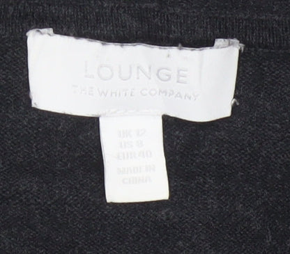 The White Company Women Black Cotton Hooded Long Sleeve Cardigan Size 12