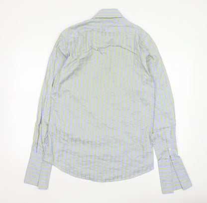 Jasper Conran Men's Blue Striped Cotton Long Sleeve Shirt 15in