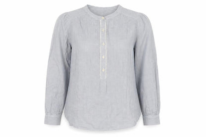 Marks & Spencer Women Blue Striped Cotton Long Sleeve Tunic Blouse Size 14