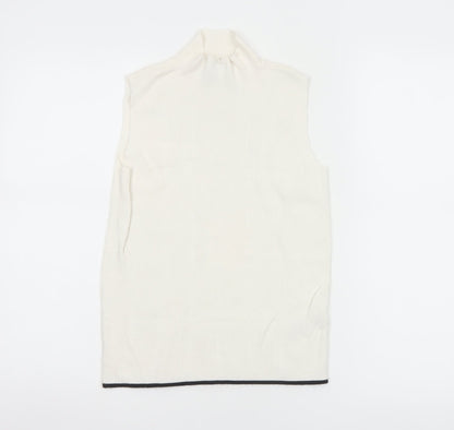 Marks and Spencer Women Ivory Roll Neck Sleeveless Knit Top Size 12