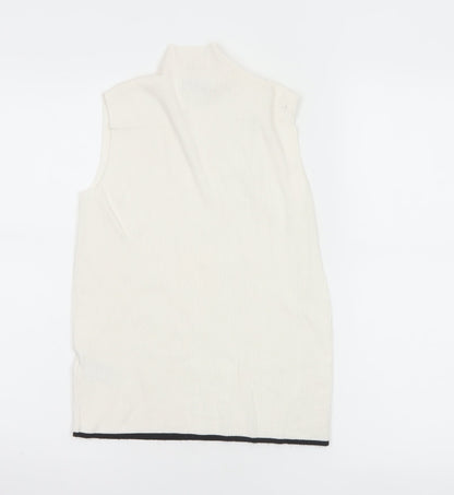 Marks and Spencer Women Ivory Roll Neck Sleeveless Knit Top Size 12