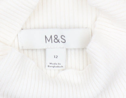 Marks and Spencer Women Ivory Roll Neck Sleeveless Knit Top Size 12