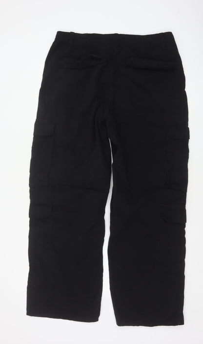 Bershka Women’s Black Cargo Trousers Size 16 Cotton Casual Utility