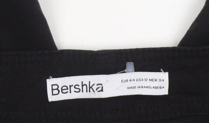 Bershka Women’s Black Cargo Trousers Size 16 Cotton Casual Utility