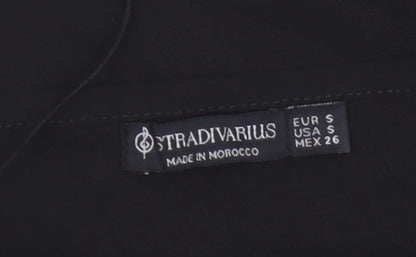 Stradivarius Women's Black One Shoulder Cropped Long Sleeve Top Size S