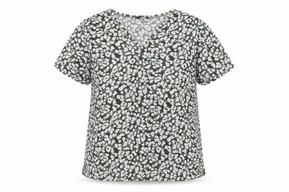 Marks & Spencer Women’s Green Animal Print V-Neck Blouse Size 14