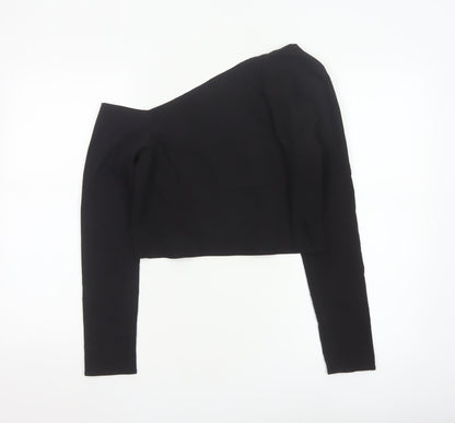 Stradivarius Women Black One Shoulder Cropped Top Size 12