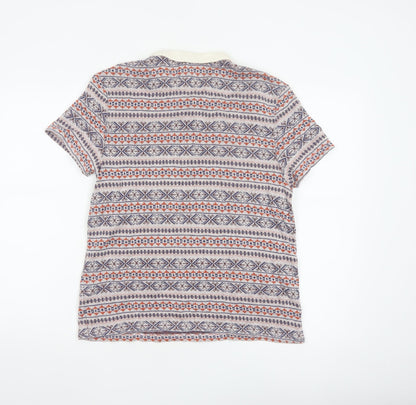 Topman Men's Multicoloured Geometric Cotton Polo Shirt Size M
