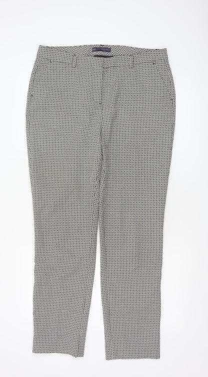 Marks and Spencer Women's Black Mix Geometric Trousers UK 14 Long